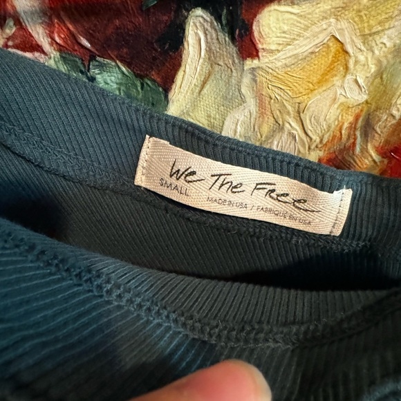 FP We the Free Green Ribbed One Shoulder Scallop Trim Crop Top Small - Picture 3 of 4